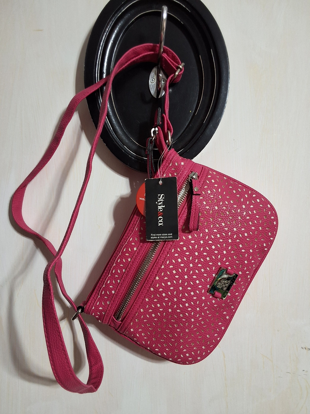 Style & Co. Pink Laser-Cut Crossbody Bag NWT